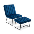 Dark Blue Modern Lazy Lounge Chair, Contemporary Single Leisure Upholstered Sofa Chair Set Dark Blue Primary Living Space Modern Foam Velvet
