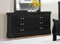 Traditional Design Black Finish Dresser Of 6X Drawers 1Pc Classic Louis Phillippe Style Bedroom Furniture Black 5 Drawers & Above Bedroom Traditional Wood