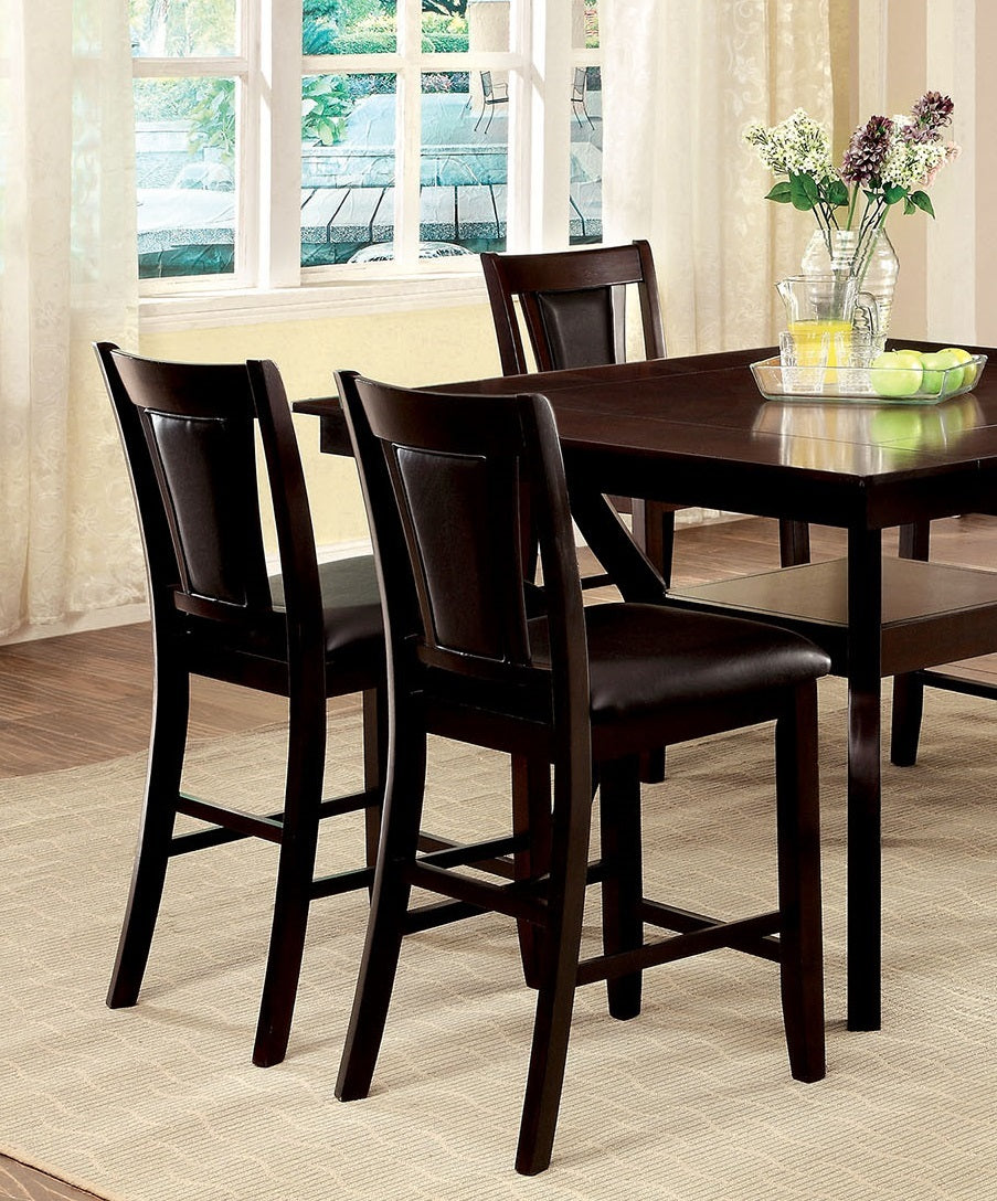 Contemporary Set Of 2 Counter Height Chairs Dark Cherry And Espresso Solid Wood Chair Paddedupholstered Seat Kitchen Dining Room Furniture Espresso Brown Dining Room Contemporary,Modern Dining Chairs Solid Wood