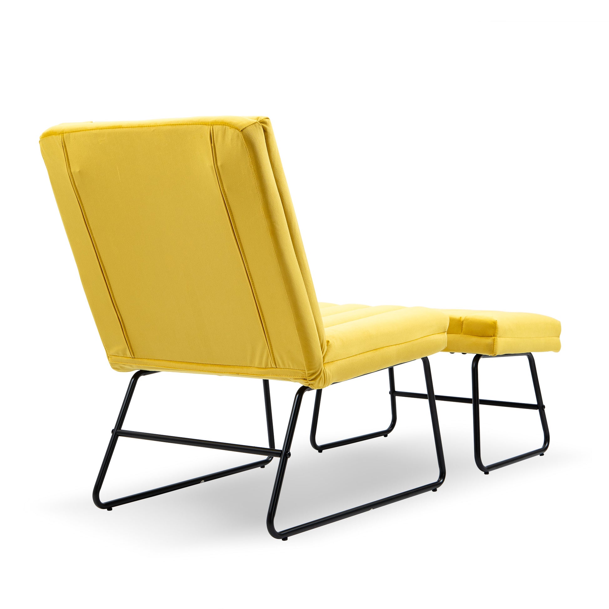 Yellow Modern Lazy Lounge Chair, Contemporary Single Leisure Upholstered Sofa Chair Set Yellow Primary Living Space Modern Foam Velvet
