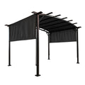 12 X 9 Ft Outdoor Pergola Patio Gazebo,Retractable Shade Canopy,Steel Frame Grape Gazebo,Sun Shelter Pergola For Gardens,Terraces,Backyard Same As W419S00033 Gray Steel