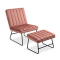 Pink Modern Lazy Lounge Chair, Contemporary Single Leisure Upholstered Sofa Chair Set Pink Primary Living Space Modern Foam Velvet