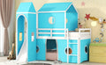 Twin Size Loft Bed With Slide Blue Tent And Tower Blue Twin Blue Solid Wood