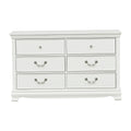 Classic Traditional Style Dresser Of 6X Drawers White Finish Bedroom Antique Handles Wooden Furniture White 5 Drawers & Above Bedroom Traditional Wood