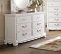 Classic Traditional Style Dresser Of 6X Drawers White Finish Bedroom Antique Handles Wooden Furniture White 5 Drawers & Above Bedroom Traditional Wood