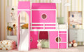 Twin Size Loft Bed With Slide Pink Tent And Tower Pink Twin Pink Solid Wood