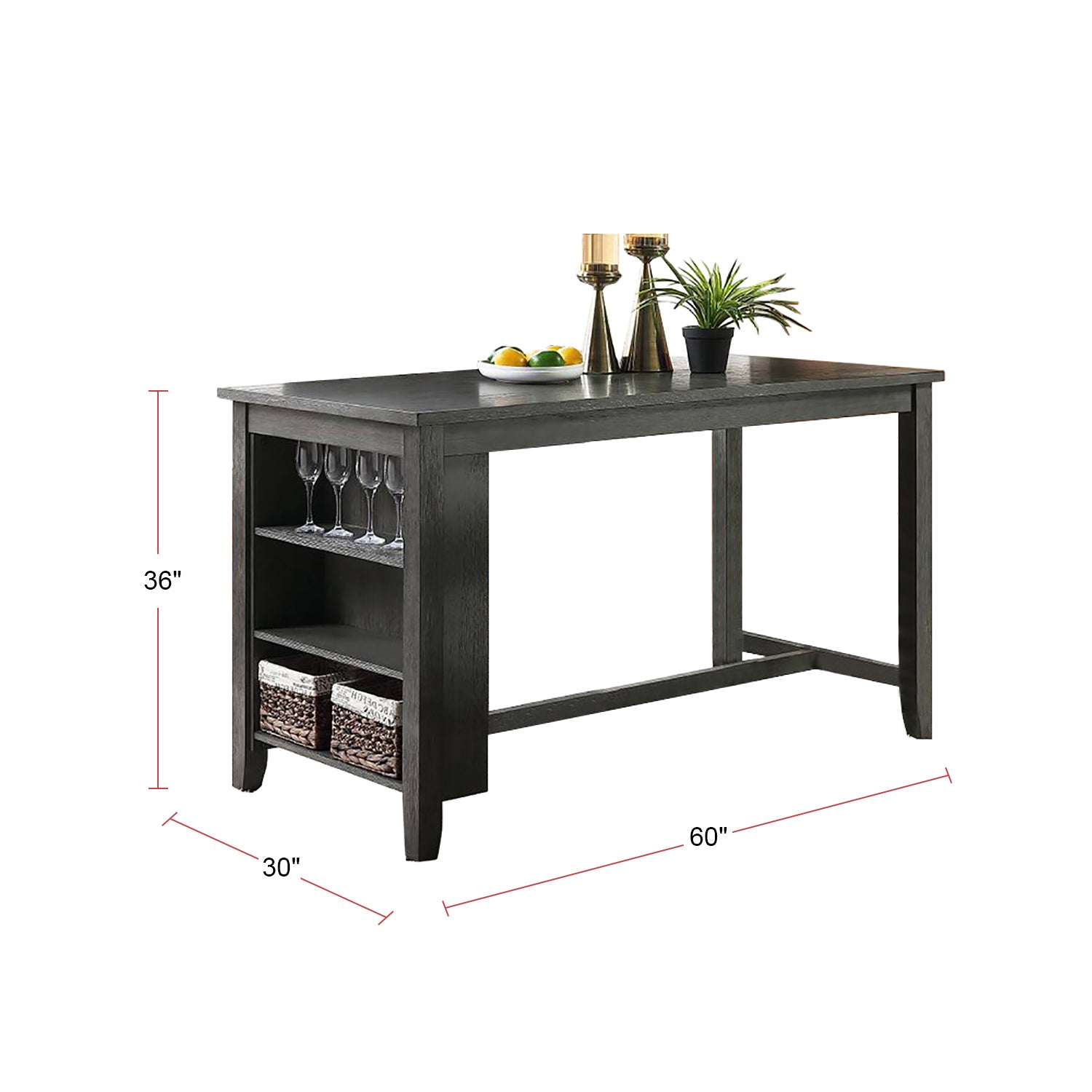 Rectangle Wooden Counter Height Dining Table With Storage In Black Black Rectangular Mdf Acacia