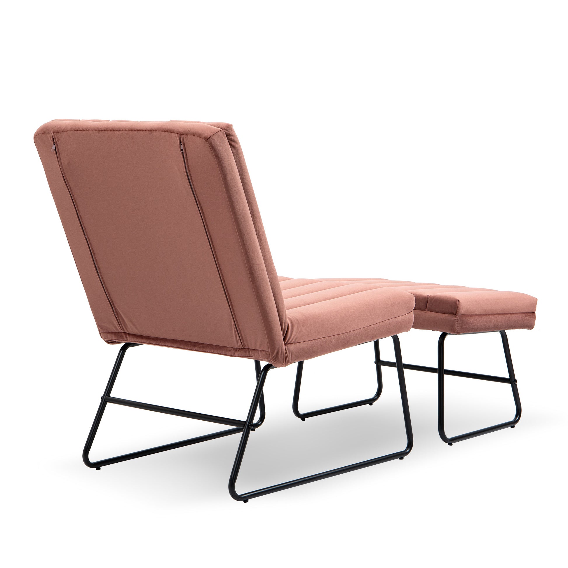 Pink Modern Lazy Lounge Chair, Contemporary Single Leisure Upholstered Sofa Chair Set Pink Primary Living Space Modern Foam Velvet
