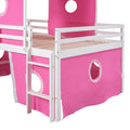 Full Size Loft Bed With Slide Pink Tent And Tower Pink Full Pink Solid Wood