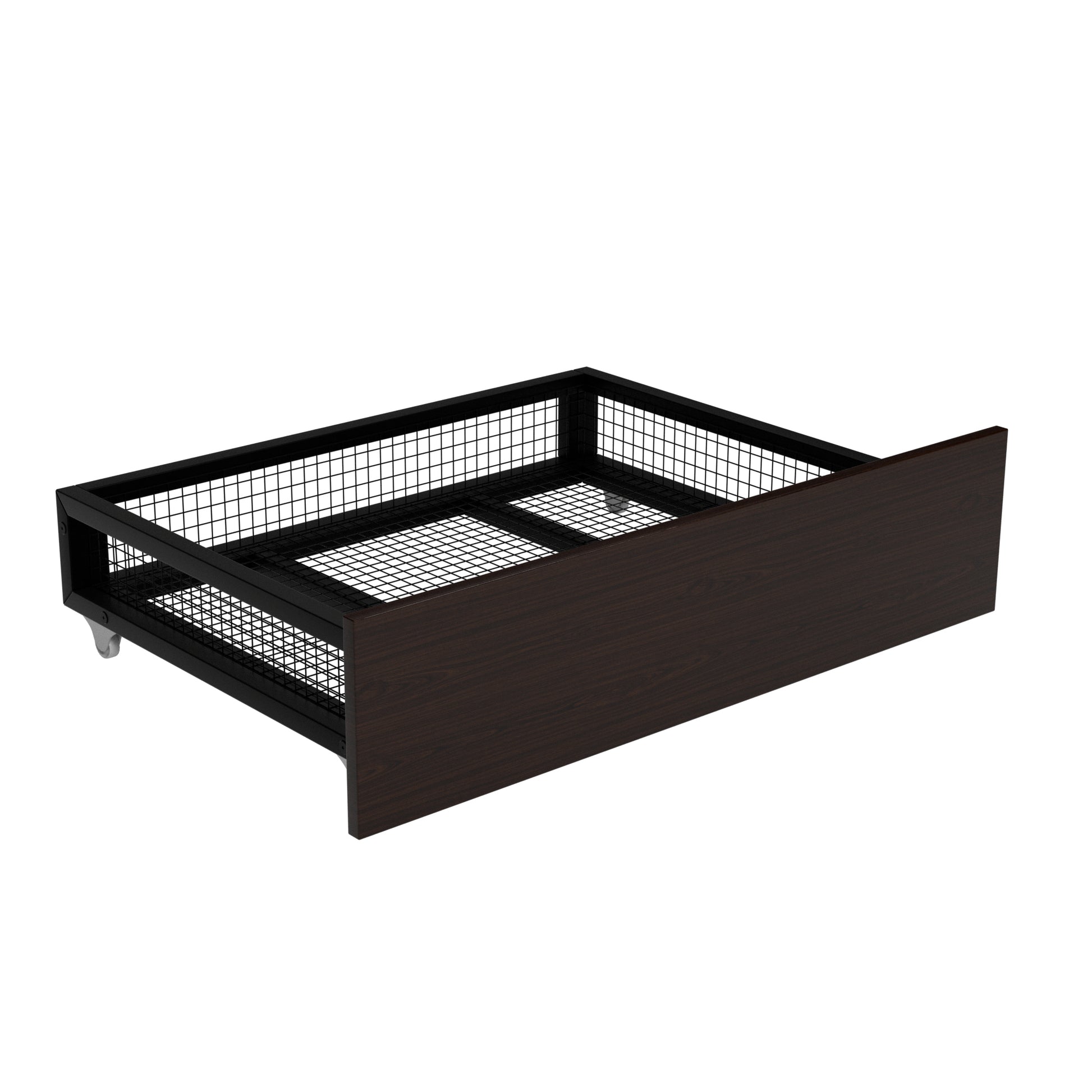 Full Size Metal House Platform Bed With Two Drawers,Headboard And Footboard,Roof Design,Black Black Metal