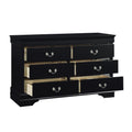 Traditional Design Black Finish Dresser Of 6X Drawers 1Pc Classic Louis Phillippe Style Bedroom Furniture Black 5 Drawers & Above Bedroom Traditional Wood