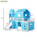 Twin Size Loft Bed With Slide Blue Tent And Tower Blue Twin Blue Solid Wood