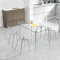 Modern Minimalist Transparent Dining Chair, Plastic Chair, Armless Crystal Chair, Nordic Creative Makeup Stool, Negotiation Chair, Silver Plated Metal Leg 6 Piece Set, Tw 1200 Silver Metal