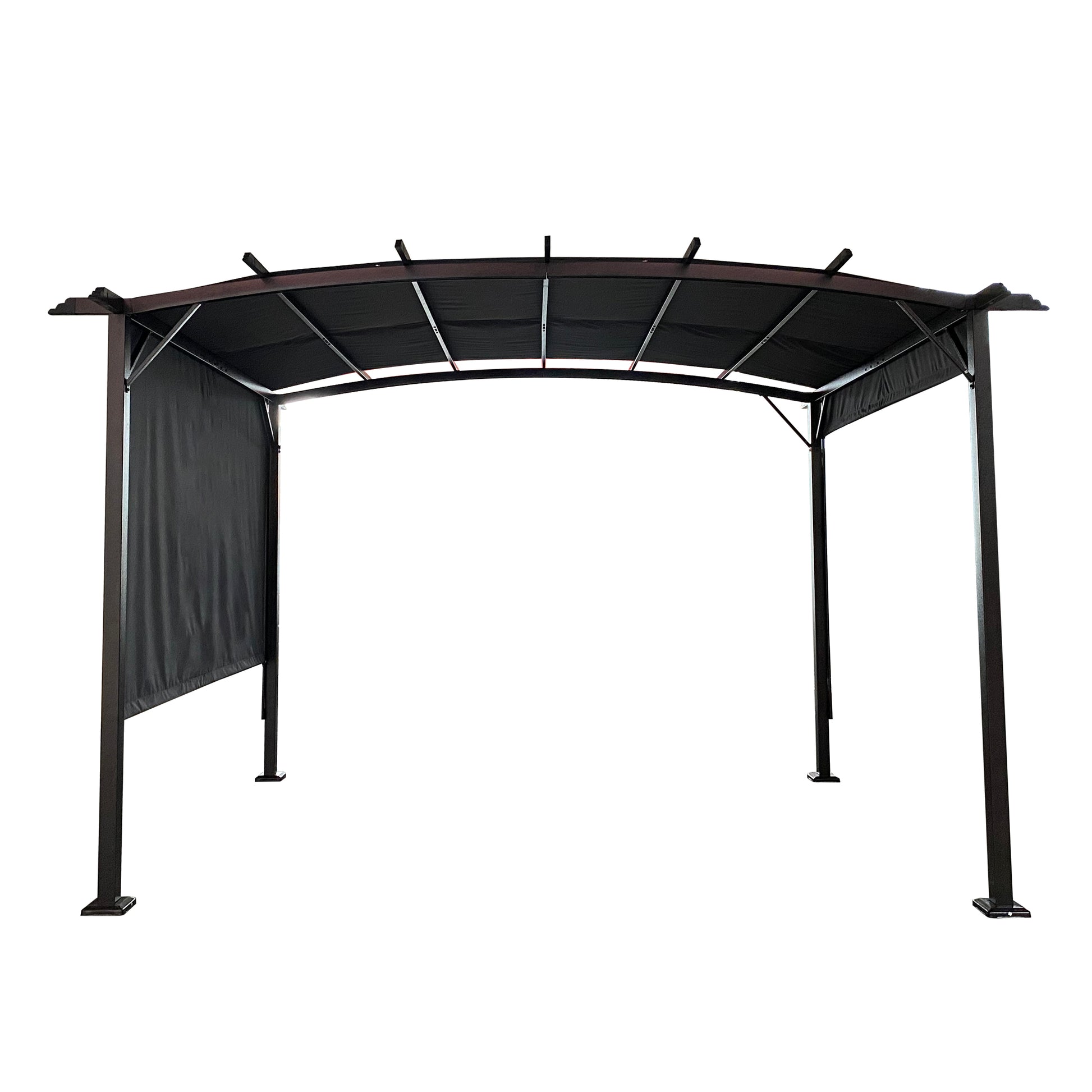 12 X 9 Ft Outdoor Pergola Patio Gazebo,Retractable Shade Canopy,Steel Frame Grape Gazebo,Sun Shelter Pergola For Gardens,Terraces,Backyard Same As W419S00033 Gray Steel