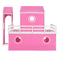 Full Size Loft Bed With Slide Pink Tent And Tower Pink Full Pink Solid Wood