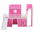 Twin Size Loft Bed With Slide Pink Tent And Tower Pink Twin Pink Solid Wood