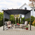 12 X 9 Ft Outdoor Pergola Patio Gazebo,Retractable Shade Canopy,Steel Frame Grape Gazebo,Sun Shelter Pergola For Gardens,Terraces,Backyard Same As W419S00033 Gray Steel