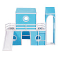 Full Size Loft Bed With Slide Blue Tent And Tower Blue Full Blue Solid Wood