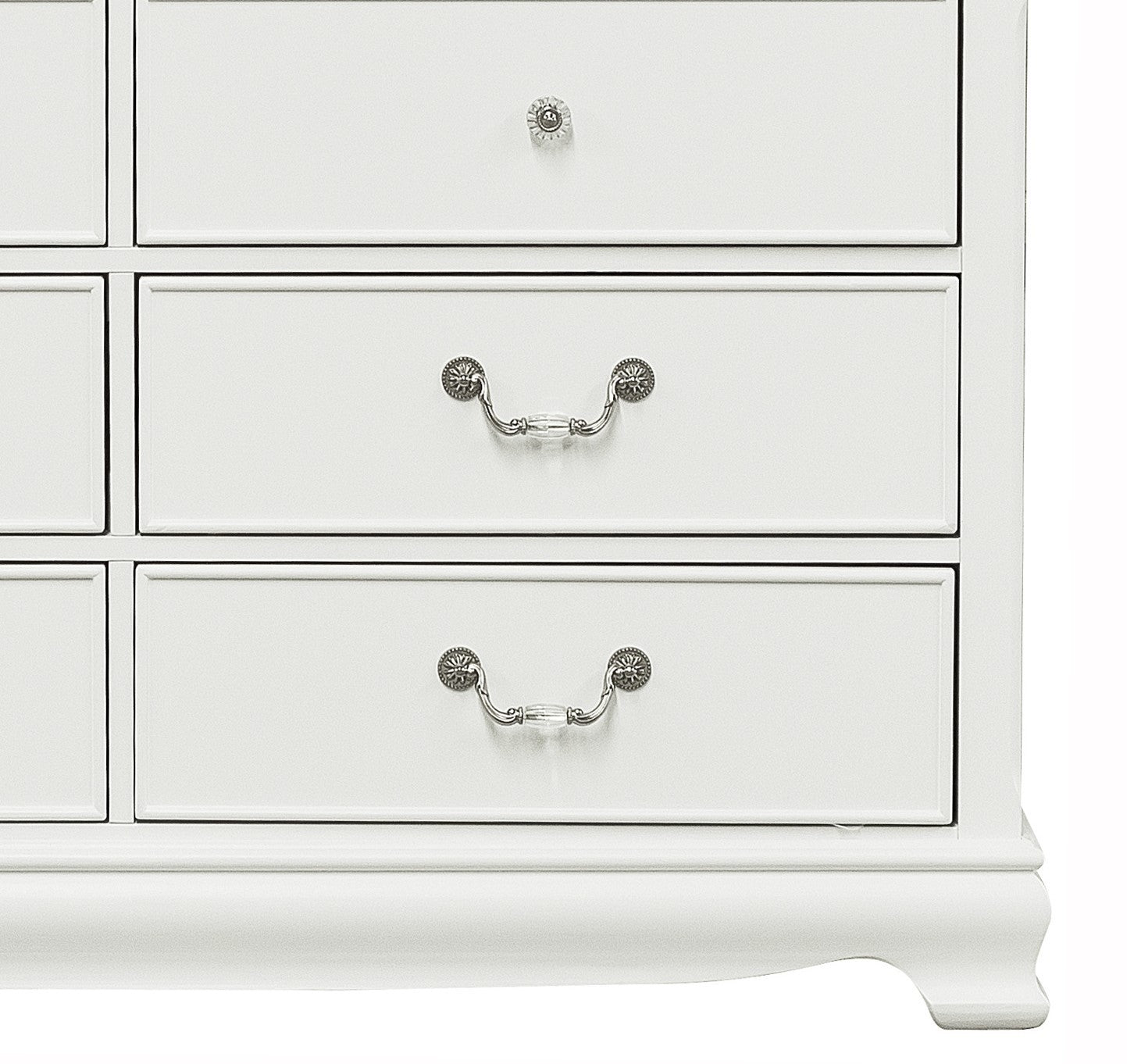 Classic Traditional Style Dresser Of 6X Drawers White Finish Bedroom Antique Handles Wooden Furniture White 5 Drawers & Above Bedroom Traditional Wood