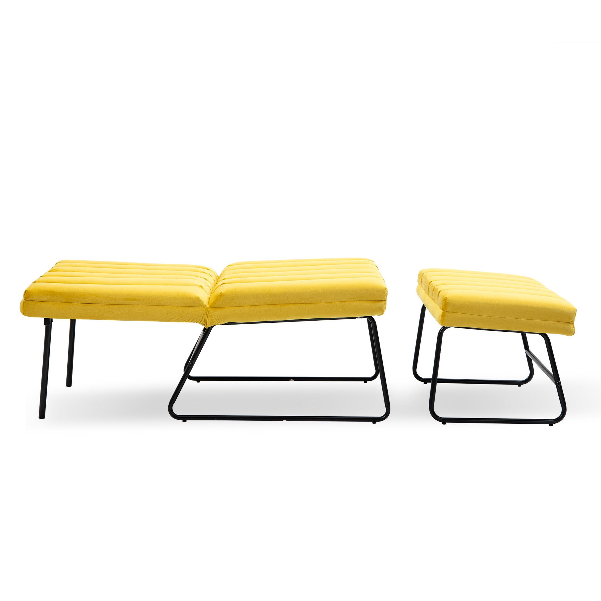 Yellow Modern Lazy Lounge Chair, Contemporary Single Leisure Upholstered Sofa Chair Set Yellow Primary Living Space Modern Foam Velvet