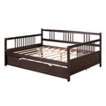 Full Size Daybed Wood Bed With Twin Size Trundle,Espresso Espresso Solid Wood