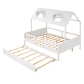 Full Size House Bed Wood Bed With Twin Size Trundle White White Solid Wood