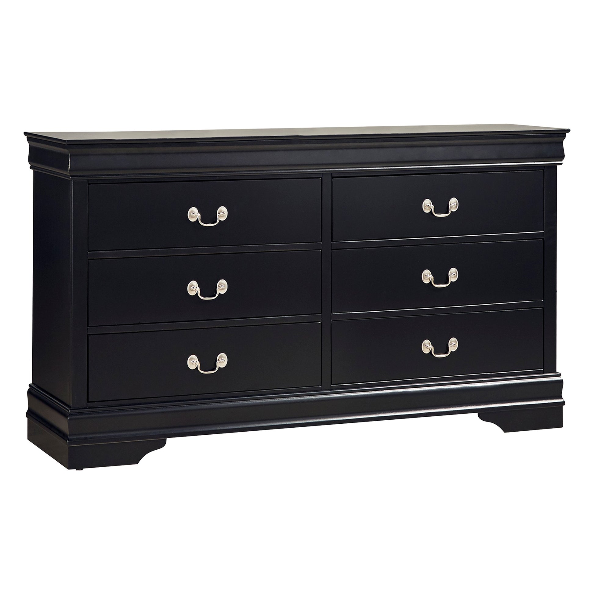 Traditional Design Black Finish Dresser Of 6X Drawers 1Pc Classic Louis Phillippe Style Bedroom Furniture Black 5 Drawers & Above Bedroom Traditional Wood