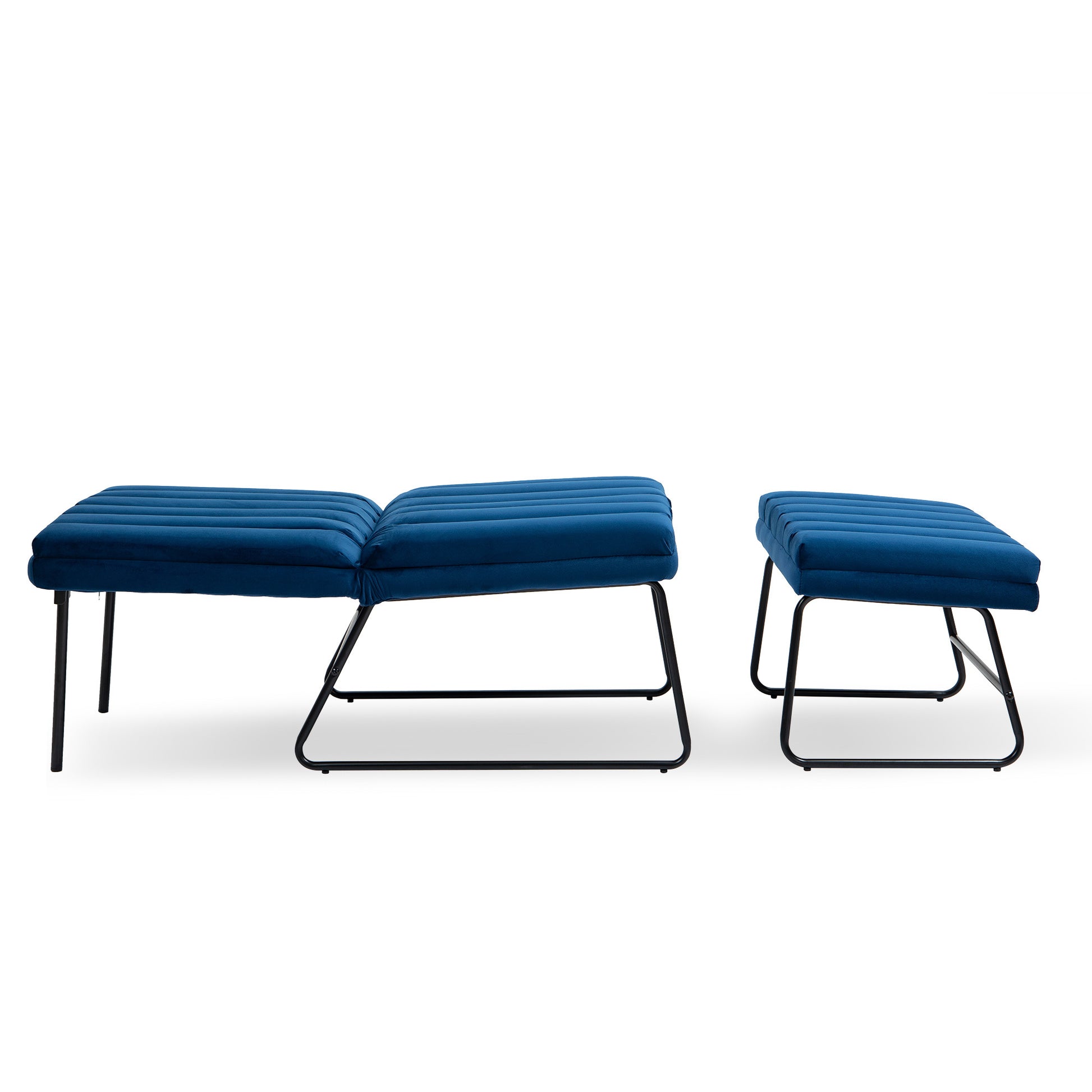 Dark Blue Modern Lazy Lounge Chair, Contemporary Single Leisure Upholstered Sofa Chair Set Dark Blue Primary Living Space Modern Foam Velvet