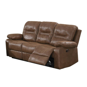 Brown Manual Motion Sofa With Metal Reclining Mechanism And Pine Frame Brown Pillow Top Arms Foam Pu Leather 3 Seat