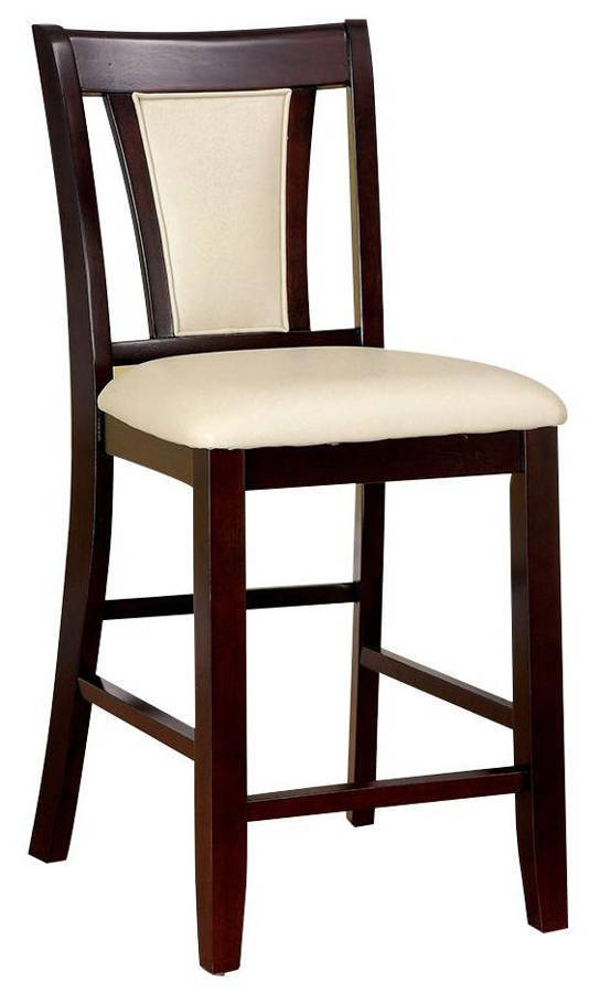 Contemporary Set Of 2 Counter Height Chairs Dark Cherry And Ivory Solid Wood Chair Paddedupholstered Seat Kitchen Dining Room Furniture Ivory Brown Dining Room Contemporary,Modern Side Chair Rubberwood Solid Back Solid Wood