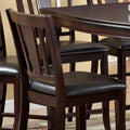 Set Of 2 Counter Height Chairs Dark Espresso Finish Solid Wood Kitchen Dining Room Furniture Paddedseat Unique Back Espresso Espresso Dining Room Modern,Transitional Dining Chairs Rubberwood Solid Wood