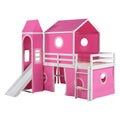 Twin Size Loft Bed With Slide Pink Tent And Tower Pink Twin Pink Solid Wood