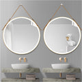 Bathroom Led Mirror 32 Inch Round Bathroom Mirror With Lights Smart 3 Lights Dimmable Illuminated Bathroom Mirror Wall Mounted Large Led Mirror Anti Fog Lighted Vanity Mirror Gold Modern Aluminium