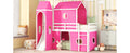 Twin Size Loft Bed With Slide Pink Tent And Tower Pink Twin Pink Solid Wood