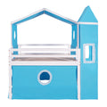 Full Size Loft Bed With Slide Blue Tent And Tower Blue Full Blue Solid Wood