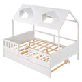 Full Size House Bed Wood Bed With Twin Size Trundle White White Solid Wood