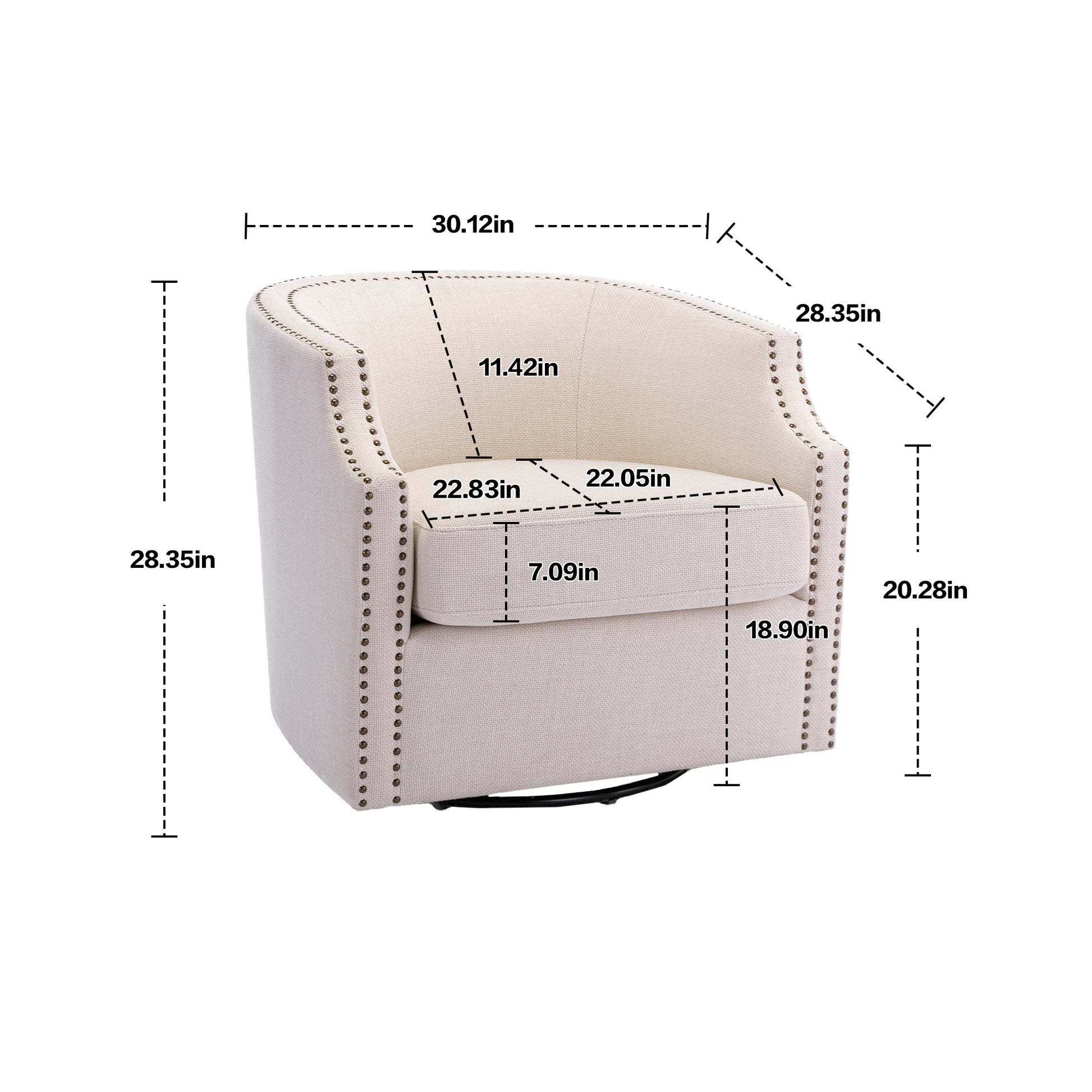 Coolmore Swivel Chair Living Room Chair Beige Metal