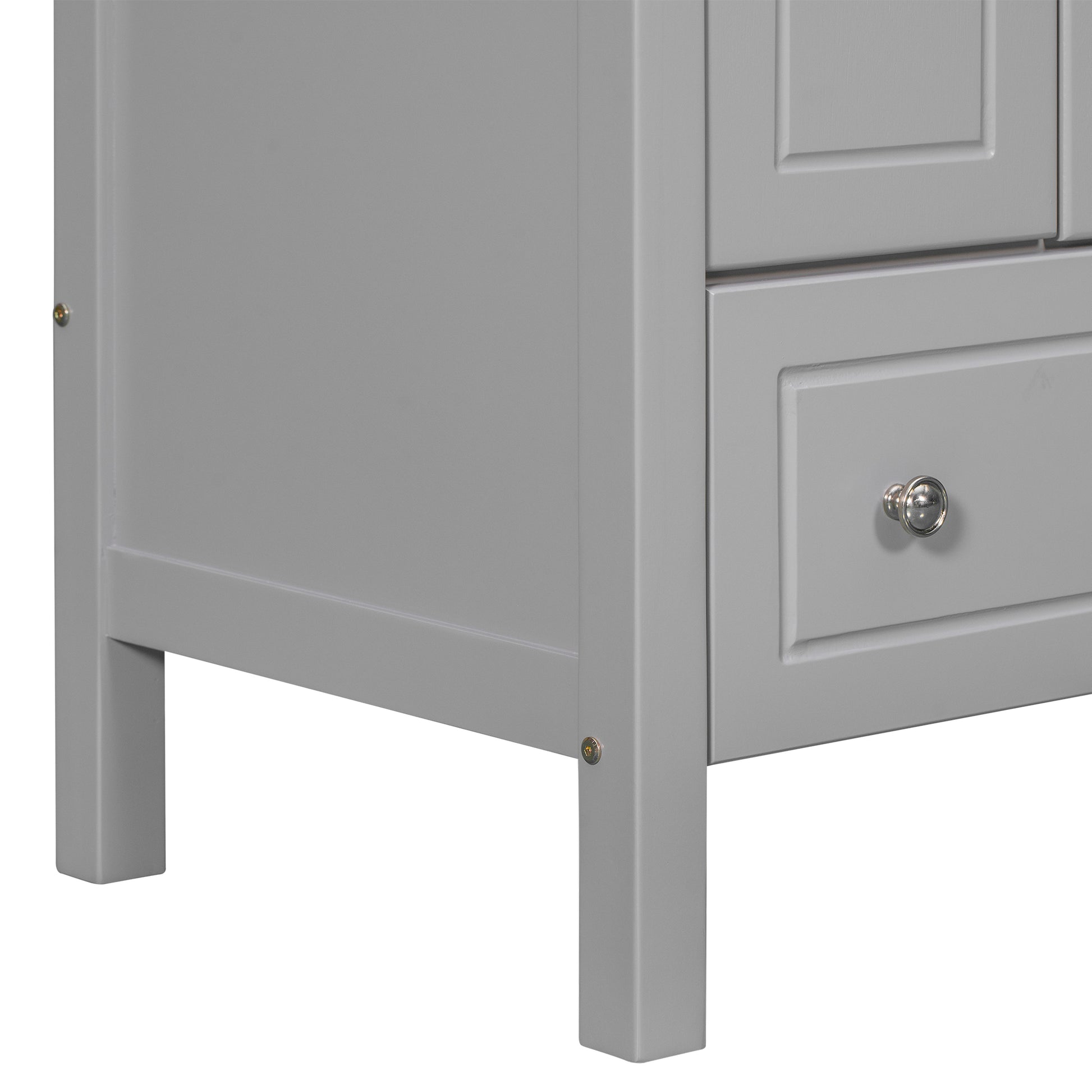 Video 30" Bathroom Vanity With Sink, Bathroom Storage Cabinet With Doors And Drawers, Solid Wood Frame, Ceramic Sink, Grey Old Sku: Jl000002Aag Grey Solid Wood Mdf