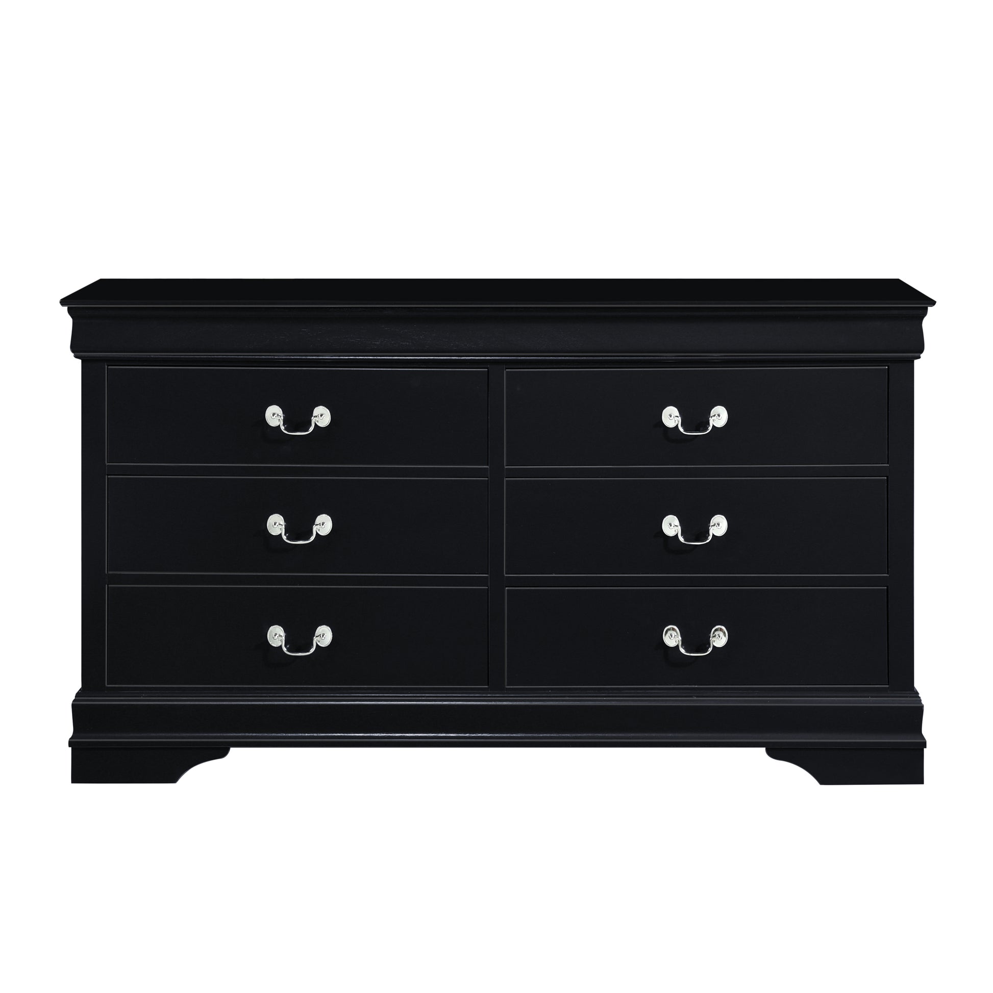 Traditional Design Black Finish Dresser Of 6X Drawers 1Pc Classic Louis Phillippe Style Bedroom Furniture Black 5 Drawers & Above Bedroom Traditional Wood