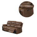 Brown Manual Motion Sofa With Metal Reclining Mechanism And Pine Frame Brown Pillow Top Arms Foam Pu Leather 3 Seat