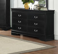 Traditional Design Black Finish Dresser Of 6X Drawers 1Pc Classic Louis Phillippe Style Bedroom Furniture Black 5 Drawers & Above Bedroom Traditional Wood