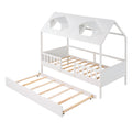 Twin Size House Bed Wood Bed With Twin Size Trundle White White Solid Wood