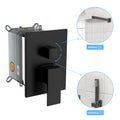 Shower System With Adjustable Slide Bar,12 Inch Wall Mounted Square Shower System With Rough In Valve,Matte Black Matte Black Stainless Steel