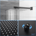 Shower System With Adjustable Slide Bar,12 Inch Wall Mounted Square Shower System With Rough In Valve,Matte Black Matte Black Stainless Steel