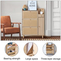 Modern Minimalist Storage Cabinet Mdf Bed Top Cabinet Japanese Rattan Shoe Cabinet, Small Home Furniture. Suitable For Hallways And Living Rooms Natural Mdf