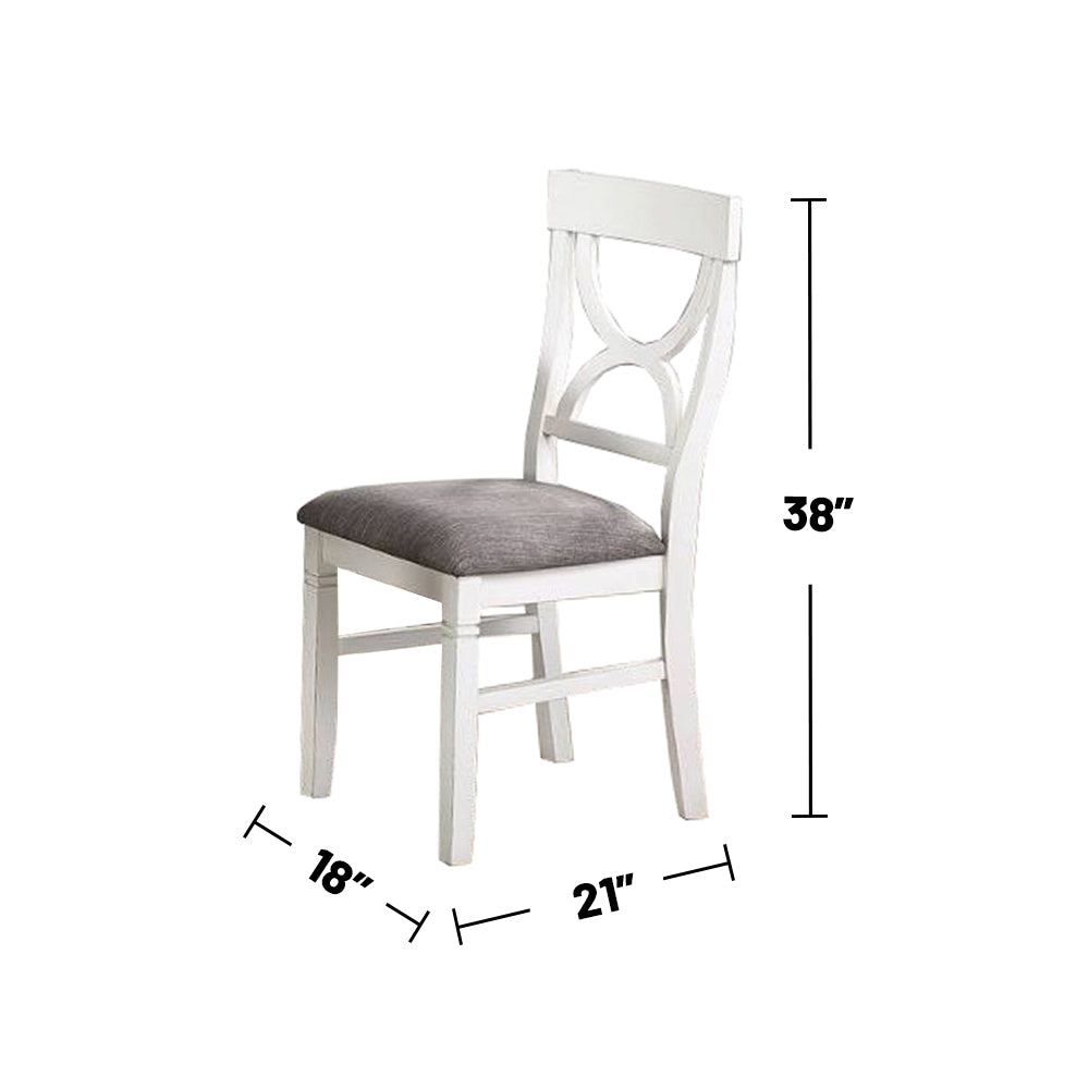 Carrol 6 Piece Wood Dining Set, White And Grey White Seats 6 Transitional 4 Leg Rectangular Rubber Wood