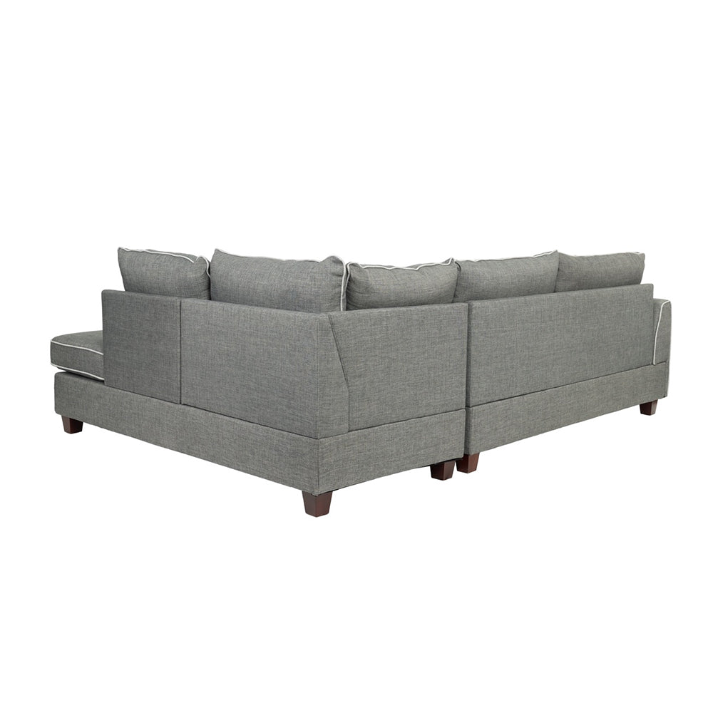 Fabric Reversible Sectional Sofa With Ottoamn In Steel Gray Gray Cushion Back L Shaped Fabric