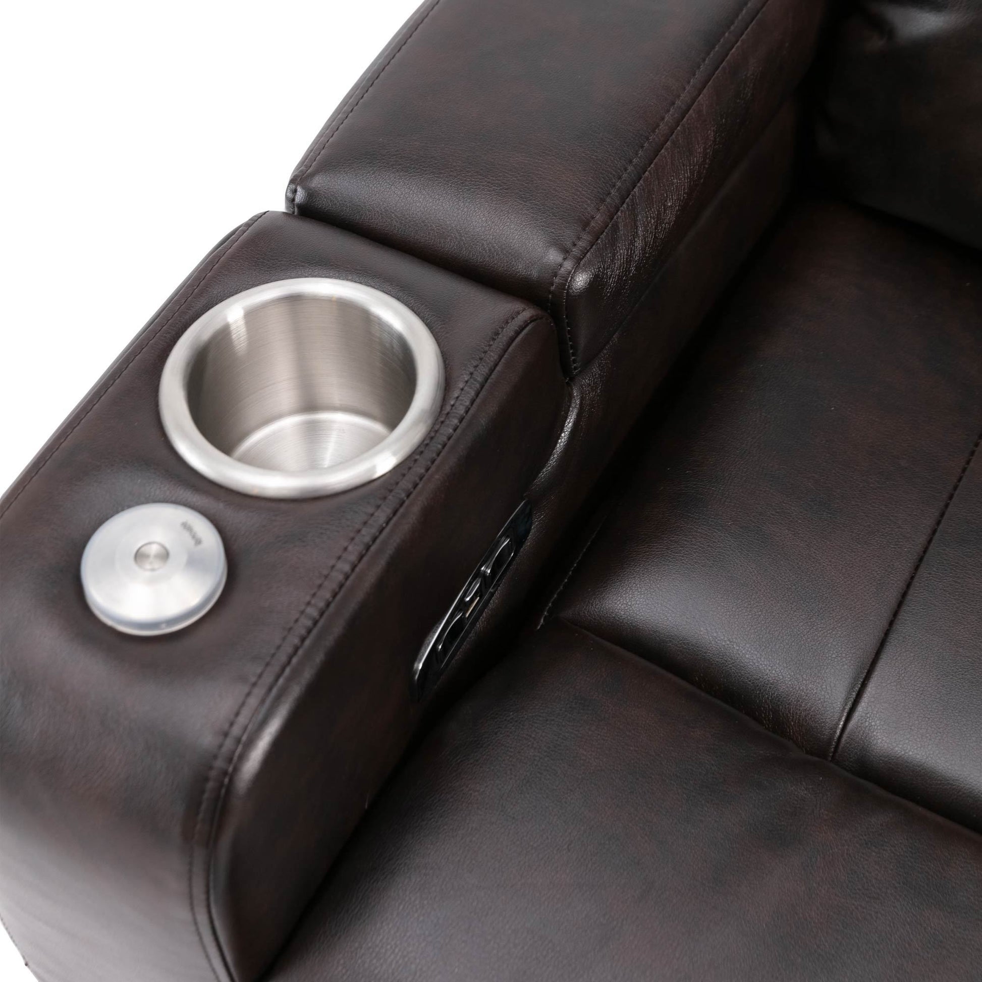 Premium Power Recliner With Storage Arms, Cupholders, Swivel Tray Table And Cell Phone Stand,Brown Old Sku:Sg000450Aaa Brown Foam Pu