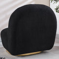Modern Velvet Swivel Accent Chair, Swivel Barrel Chair With Gold Finish Stainless Steel Base Black Polyester