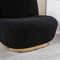 Modern Velvet Swivel Accent Chair, Swivel Barrel Chair With Gold Finish Stainless Steel Base Black Polyester